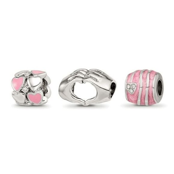 New Sterling Silver Reflections Hearts of Love Boxed Bead Set - Picture 1 of 4